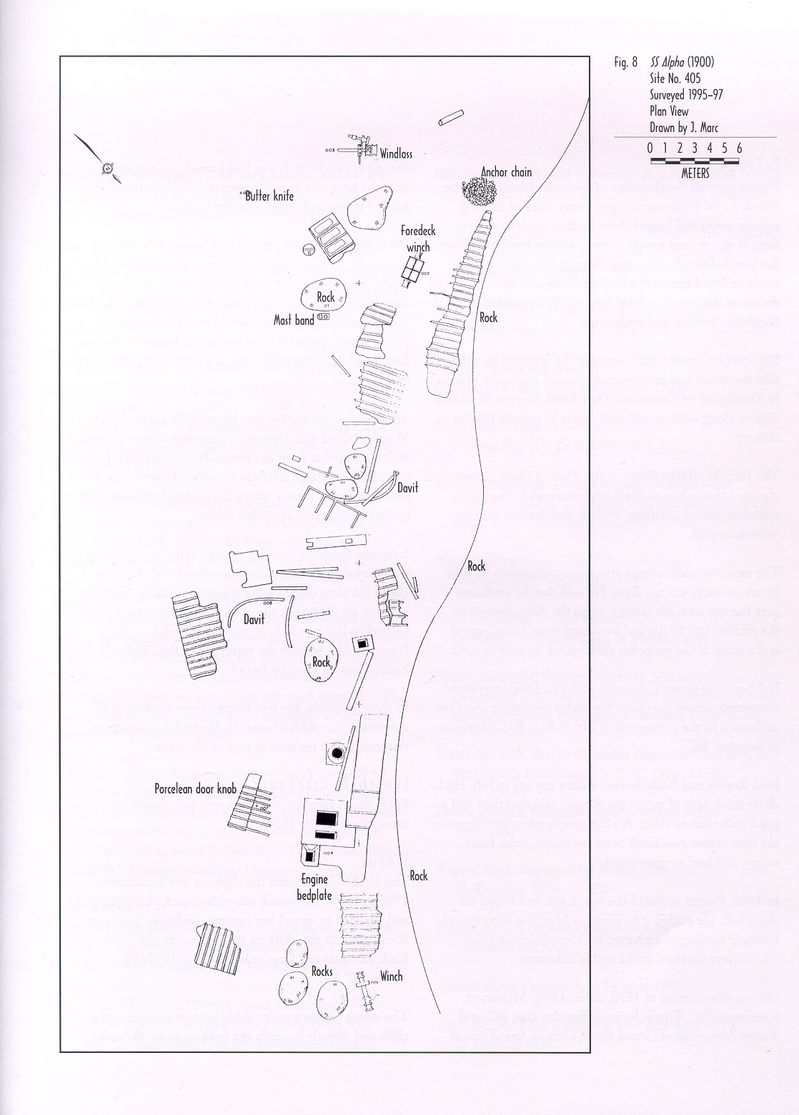 Map of Alpha wreck site created by the UASBC.