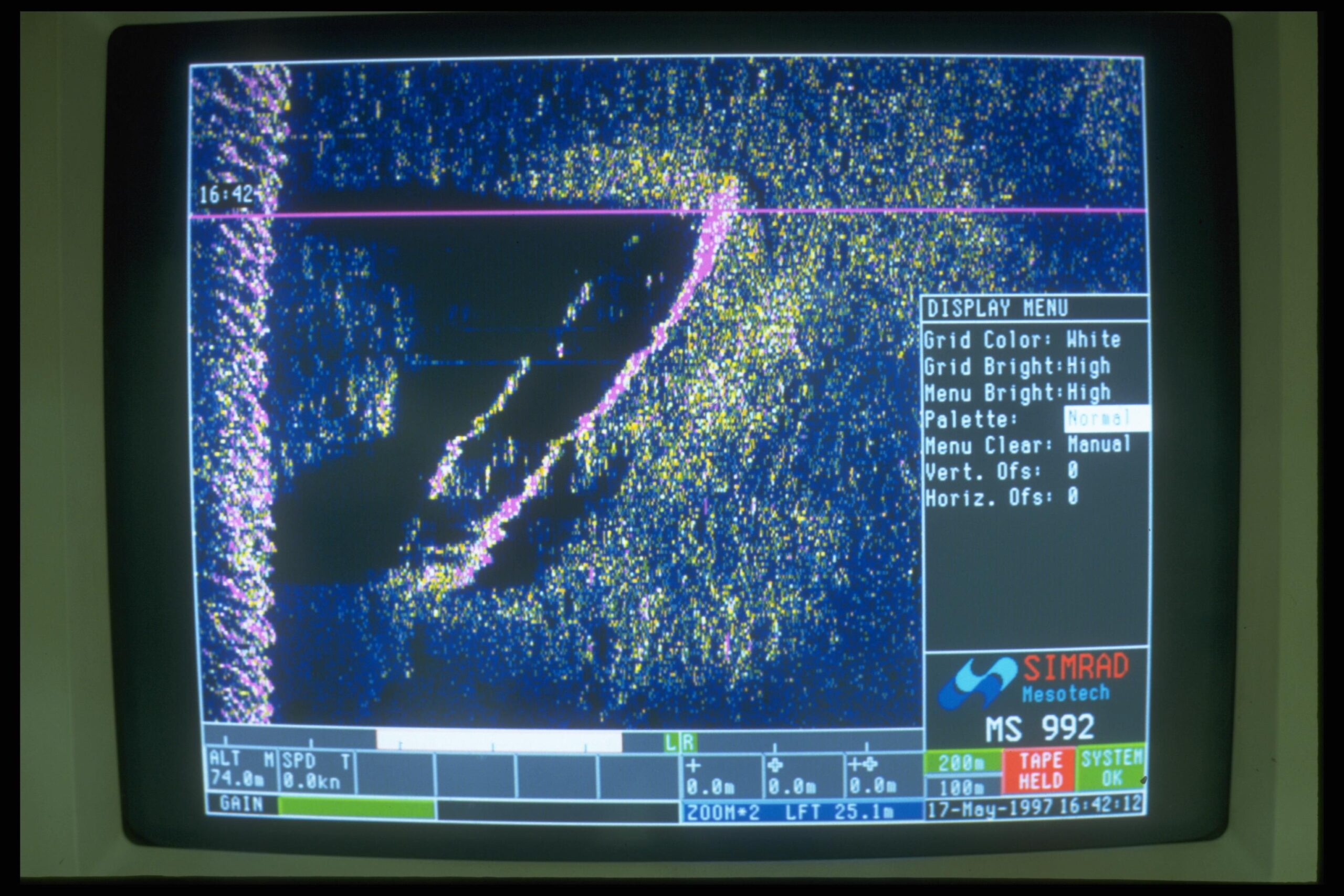 Sonar image of the Superior Straights lying in 27 meters of water