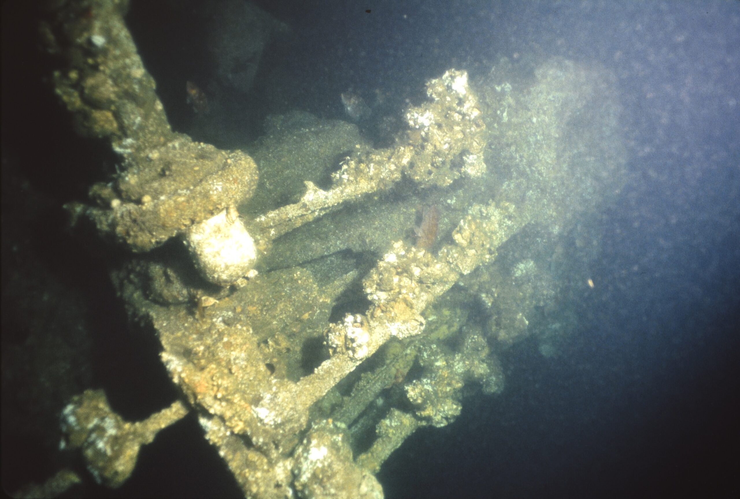 photo of the submerged and rusted engine of the Iroquois