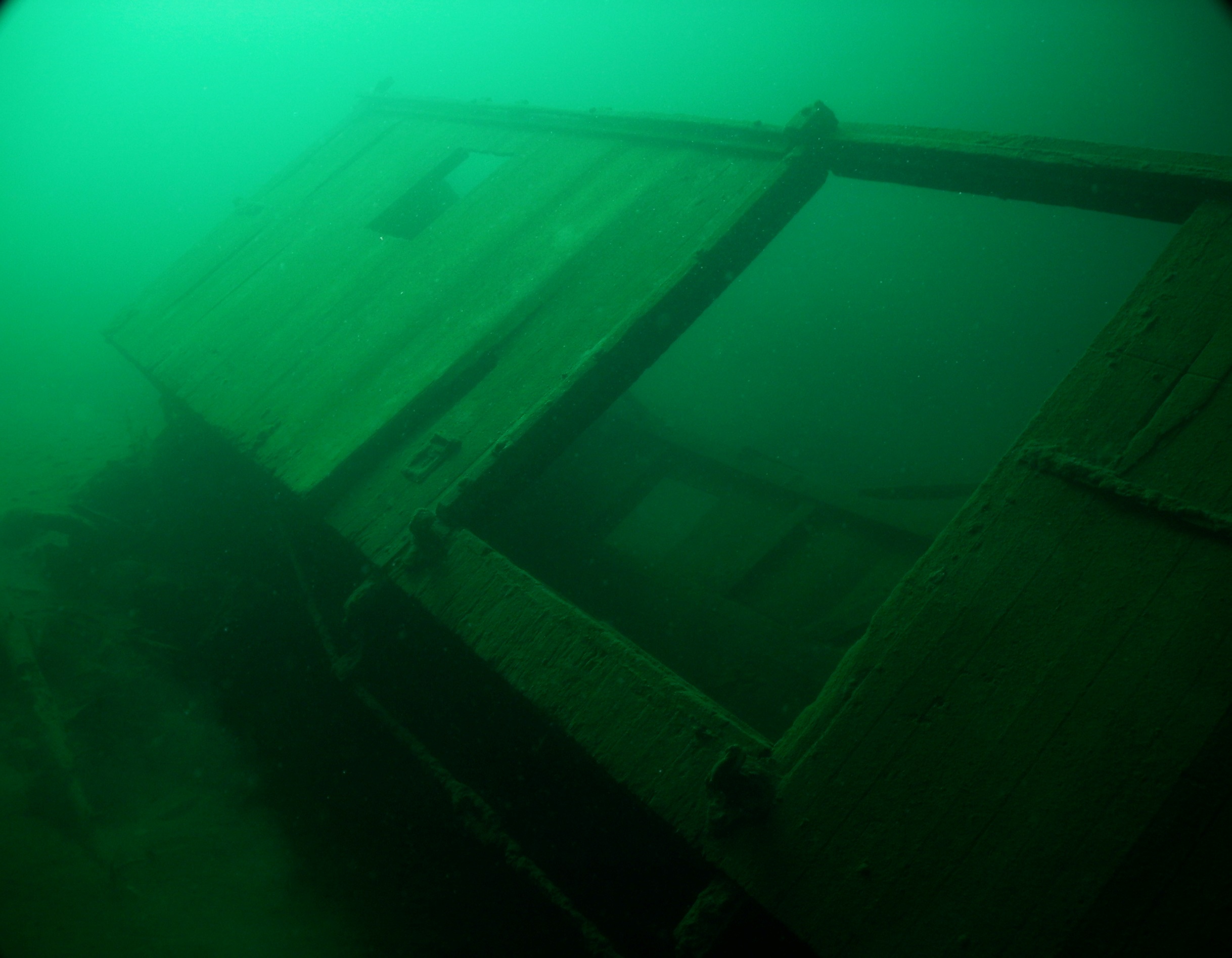 A boxcar lying on the bottom of Slocan Lake