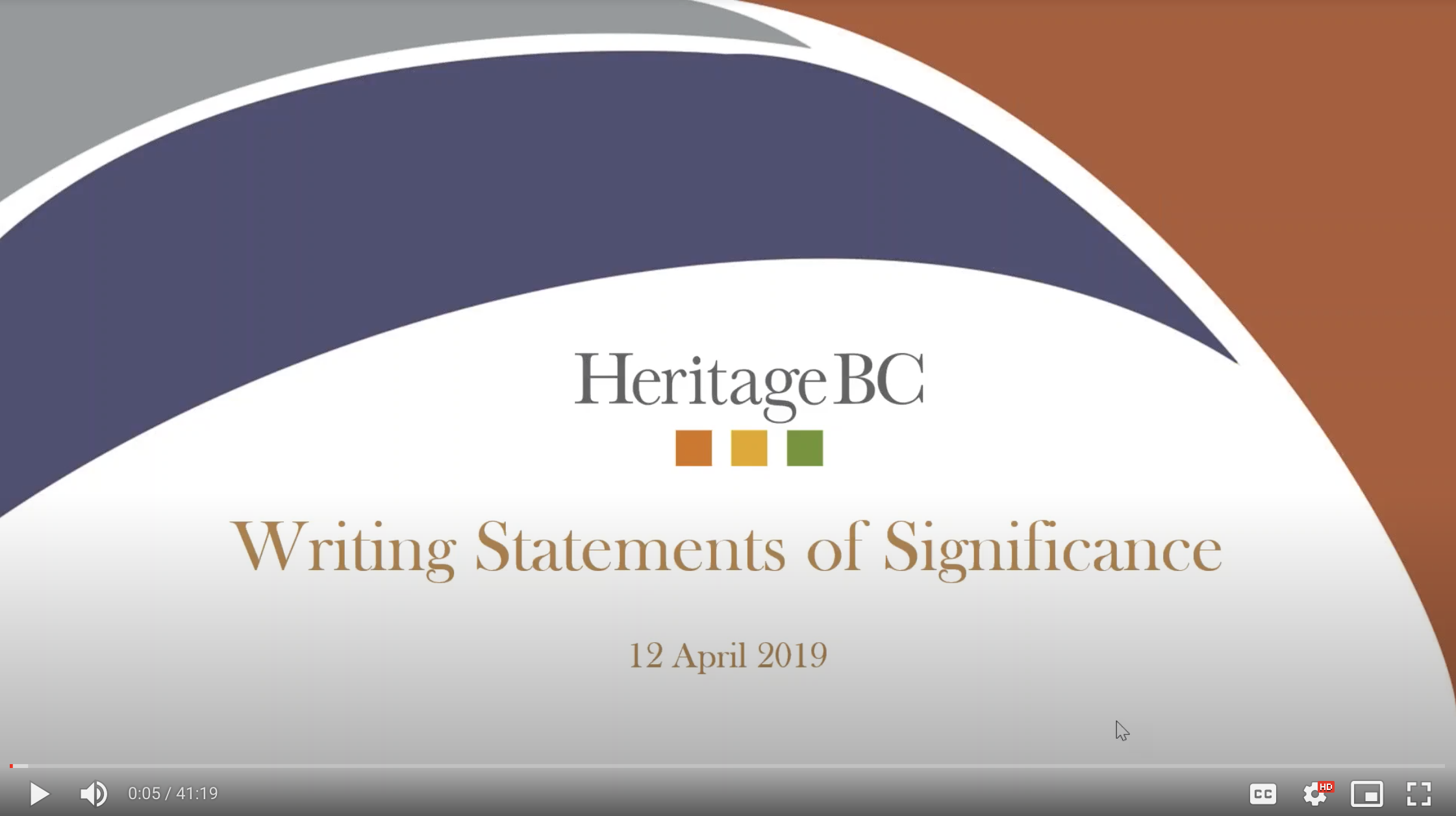 Opening Slide for webinar on writing statements of significance