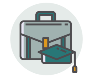 briefcase and graduation cap graphic